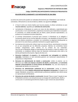 AREA CONSTRUCCIÓN       
Asignatura: PRESUPUESTO DE PARTIDAS DE OBRA 
Código: COAOPP01/G01/ANTECEDENTES TECNICOS DE PRESUPUES