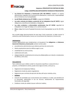 AREA CONSTRUCCIÓN       
Asignatura: PRESUPUESTO DE PARTIDAS DE OBRA 
Código: COAOPP01/G01/ANTECEDENTES TECNICOS DE PRESUPUES