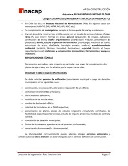 AREA CONSTRUCCIÓN       
Asignatura: PRESUPUESTO DE PARTIDAS DE OBRA 
Código: COAOPP01/G01/ANTECEDENTES TECNICOS DE PRESUPUES