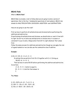 Understanding the MDAS Rule in Math | PDF | Subtraction | Multiplication