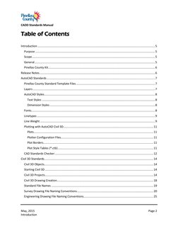 CADD Standards Manual 
May, 2015 
Introduction 
Page 2 
 
Table of Contents 
Introduction .................................