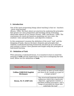 I – Introduction
One of the most invigorating things about teaching is that we - teachers
- never stop learning 
(Brown, 1994