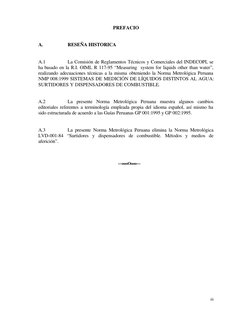 iii
PREFACIO
A.
RESEÑA HISTORICA
A.1
La Comisión de Reglamentos Técnicos y Comerciales del INDECOPI, se
ha basado en la R.I.