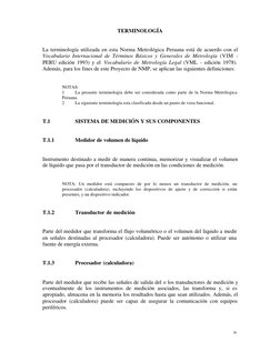 iv
TERMINOLOGÍA
La terminología utilizada en esta Norma Metrológica Peruana está de acuerdo con el
Vocabulario Internacional