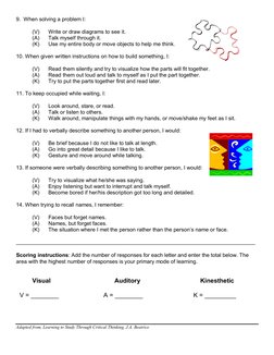 Learning Style Inventory Questionnaire | PDF | Learning Styles | Memory
