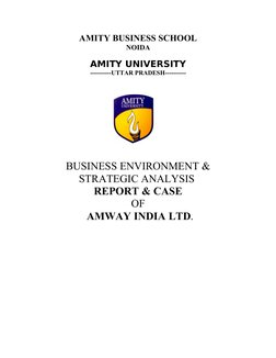 AMITY BUSINESS SCHOOL
NOIDA
AMITY UNIVERSITY
----------UTTAR PRADESH----------
BUSINESS ENVIRONMENT & 
STRATEGIC ANALYSIS 
RE