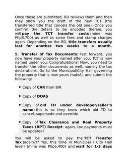 TCT Transfer and Annotation Guide | PDF | Receipt | Taxes