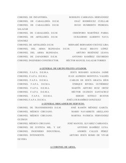CORONEL DE INFANTERÍA.                                    RODOLFO CARRANZA HERNÁNDEZ 
CORONEL DE CABALLERÍA D.E.M.
