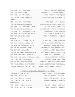 TTE. COR. DE INFANTERÍA.                                    OBDULIO JACINTO VILLEGAS 
TTE. COR. DE INFANTERÍA.