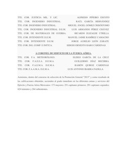 TTE. COR. JUSTICIA MIL. Y LIC.                             ALFREDO PIÑEIRO ESCOTO 
TTE. COR. INGENIERO INDUSTRIAL.