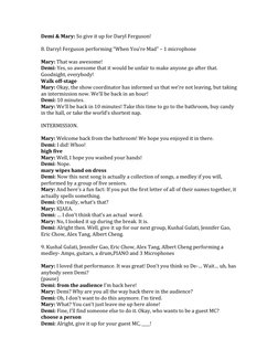 Demi & Mary: So give it up for Daryl Ferguson!
8. Darryl Ferguson performing “When You’re Mad” – 1 microphone
Mary: That was