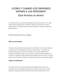Cómo los demonios entran en las personas | PDF | Demonios | Espíritu