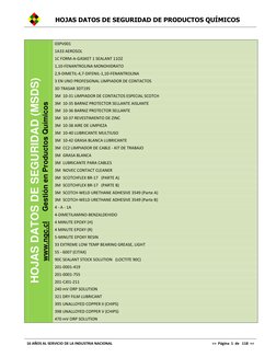 HOJAS DATOS DE SEGURIDAD DE PRODUCTOS QUÍMICOS 
 
16 AÑOS AL SERVICIO DE LA INDUSTRIA NACIONAL 
>>  Página  1  de   118  <<
