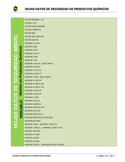 HOJAS DATOS DE SEGURIDAD DE PRODUCTOS QUÍMICOS 
 
16 AÑOS AL SERVICIO DE LA INDUSTRIA NACIONAL 
>>  Página  6  de   118  <<