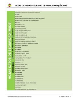 HOJAS DATOS DE SEGURIDAD DE PRODUCTOS QUÍMICOS 
 
16 AÑOS AL SERVICIO DE LA INDUSTRIA NACIONAL 
>>  Página  9  de   118  <<