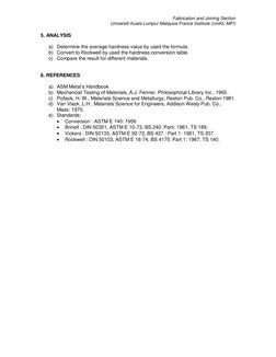 Fabrication and Joining Section 
Universiti Kuala Lumpur Malaysia France Institute (UniKL-MFI) 
 
5. ANALYSIS 
 
a) Determine