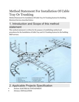 Method Statement For Installation Of Cable
Tray Or Trunking
Method Statement For Installation Of Cable Tray Or Trunking Syste