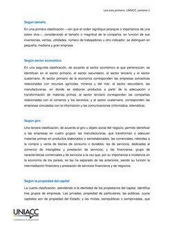 Lea esto primero. UNIACC, semana 1 
 
 
Según tamaño 
En una primera clasificación —sin que el orden signifique jerarquía