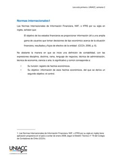 Lea esto primero. UNIACC, semana 1 
 
 
 
Normas internacionales1 
Las Normas Internacionales de Información Financiera,
