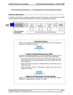 ProjectConnections.com Guideline 
 
Plan and Schedule Development – Task ID & WBS 
©Copyright 2001-2007  ProjectConnections.c