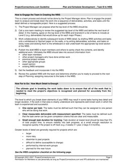 ProjectConnections.com Guideline 
 
Plan and Schedule Development – Task ID & WBS 
©Copyright 2001-2007  ProjectConnections.c