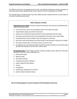 ProjectConnections.com Guideline 
 
Plan and Schedule Development – Task ID & WBS 
©Copyright 2001-2007  ProjectConnections.c