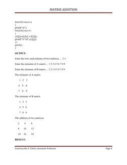 Matrix Addition Program in C | PDF | Teaching Methods & Materials ...