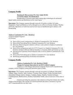 Company Profile:
Benchmark Microsystems Pvt. Ltd., Noida 201301
CUTTING EDGE TECHNOLOGY
Broadcasting is focused on providing