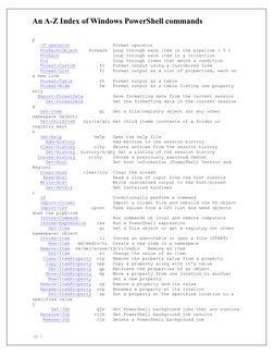 An A-Z Index of Windows PowerShell commands 
 
 pg. 3 
f 
   -F operator                Format operator 
   ForEach-Object