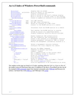 An A-Z Index of Windows PowerShell commands 
 
 pg. 7 
   Write-Host                 Display text on screen 
   Write-Output
