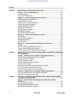 Contents 
Chapter 2  
MAINTENANCE LEVELS AND STRUCTURE ..................................................2-1 
Section I – Two