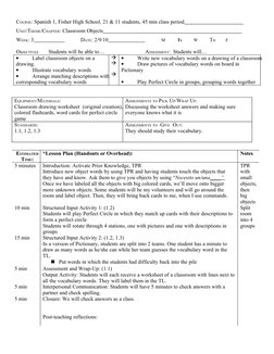 COURSE: Spanish 1, Fisher High School, 21 & 11 students, 45 min class period