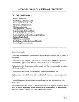 Petty Cash Policy And Procedures Sample