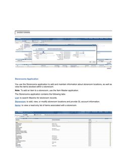 Storerooms Application
You use the Storerooms application to add and maintain information about storeroom locations, as well