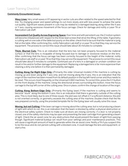 Laser Training Checklist
FABRICATION 
Commonly Encountered Issues:
Wavy Lines: Very small waves in XY appearing in vector cut