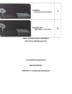 ASSEMBLE 
Insert pin into hole in board. 
A
RELEASE LOAD 
Open fingers – let go of pin. 
RL
RIZAL TECHNOLOGICAL UNIVERSITY
Bo