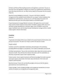 Page 6 of 10                              
Architect and Planner/Planning Requirements and regulations constraints- Focus