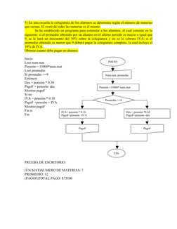 5) En una escuela la colegiatura de los alumnos se determina según el número de materias 
que cursan. El costo de todas las m