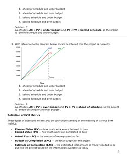1. ahead of schedule and under budget
2. ahead of schedule and over budget
3. behind schedule and under budget
4. behind sche