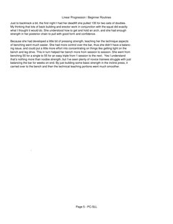 Linear Progression / Beginner Routines
Page 5 - PC-SLL
Just to backtrack a bit, the first night I had her deadlift she pulled