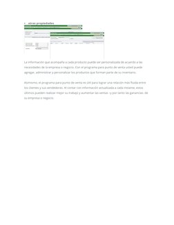 •    otras propiedades
La información que acompaña a cada producto puede ser personalizada de acuerdo a las 
necesidades de l