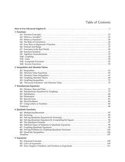 Table of Contents
How to Use Advanced Algebra II . . . . . . . . . . . . . . . . . . . . . . . . . . . . . . . . . . . . . .