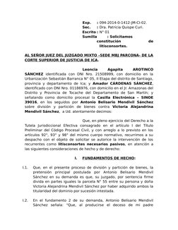 Exp.
: 094-2014-0-1412-JM-CI-02.
Sec.
: Dra. Patricia Quispe Curi.
Escrito : N° 01
Sumilla
:.Solicitamos
constitución
 
de
..