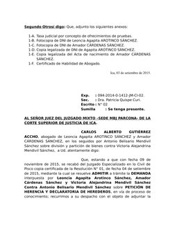 Segundo Otrosí digo: Que, adjunto los siguientes anexos:
1-A. Tasa judicial por concepto de ofrecimientos de pruebas.
1-B. Fo