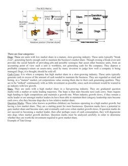 There are four categories:
Dogs: These are units with low market share in a mature, slow-growing industry. These units typi