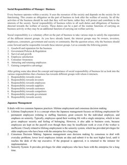 Social Responsibilities of Manager / Business
Every business operates within a society. It uses the resources of the society