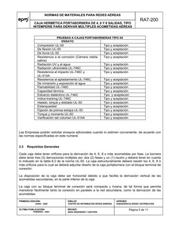 NORMAS DE MATERIALES PARA REDES AÉREAS 
CAJA HERMÉTICA PORTABORNERA DE 4, 6 Y 8 SALIDAS, TIPO 
INTEMPERIE PARA DERIVAR MÚLT