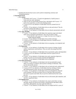 NEO-PI-R Notes
9
Rev 3/05 RG
e. detailed info from the facet scores can be useful in interpreting constructs and 
    formula