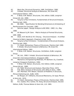42.
Mario Paz, Structural Dynamics, VNR, 2nd Edition, 1985.               
43.
F.Arbabi, Structural Analysis & Bahaviour, Mc