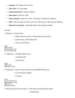 IE Formulas for Garment Production Efficiency | PDF | Economies | Business